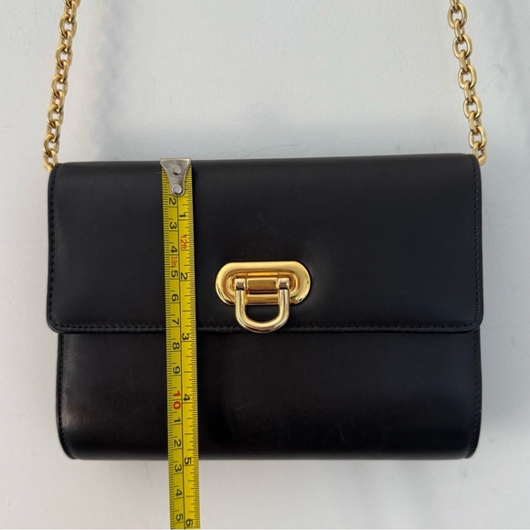 Vintage Holt Renfrew black leather small crossbody clutch bag with gold hardware - Picture 6 of 7